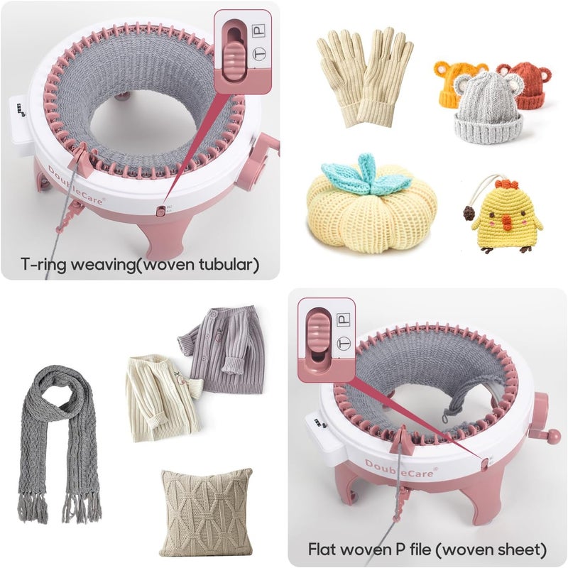 DoubleCare Knitting Machine 48 Needles,Smart Loom Knitting Machine with Row Counter,Knitting Board Rotating Double Knit Loom Machine for 𝐀𝐝𝐮𝐥𝐭𝐬 Gift,DIY Knit Scarf Hat Sock(with Wool) - Image 4